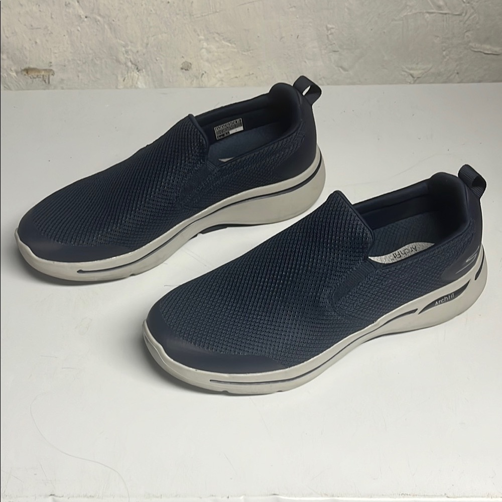 Skechers Blue and White Slip-On Loafers with Cushioned Sole